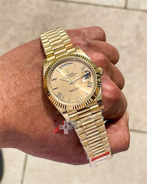 rolex day date 40 yellow gold champagne dial|Rolex Day-Date 40mm price.